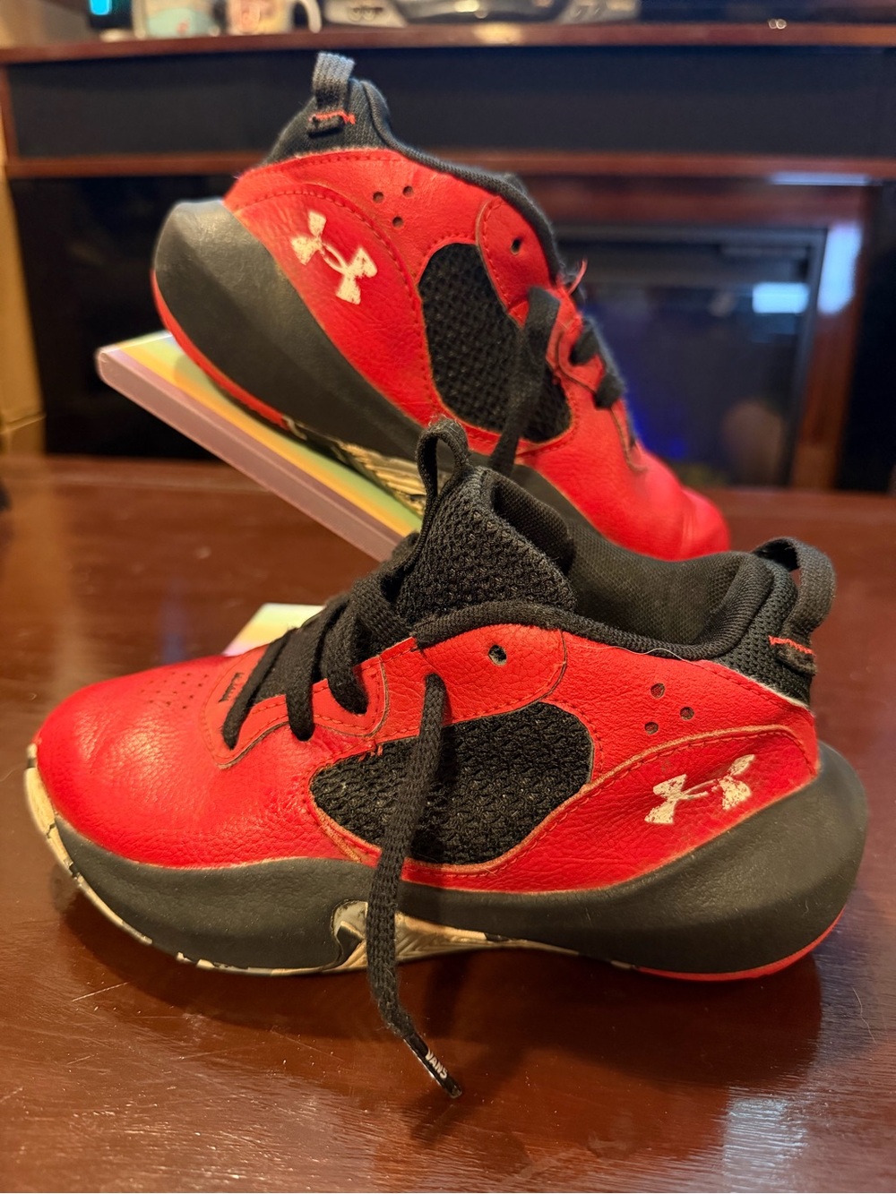 Under Armour Kids Red and Black Sport Sneakers